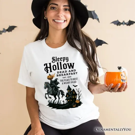 Headless Horseman Sleepy Hollow Halloween T-Shirt, Dead and Breakfast Retro Tee {6}