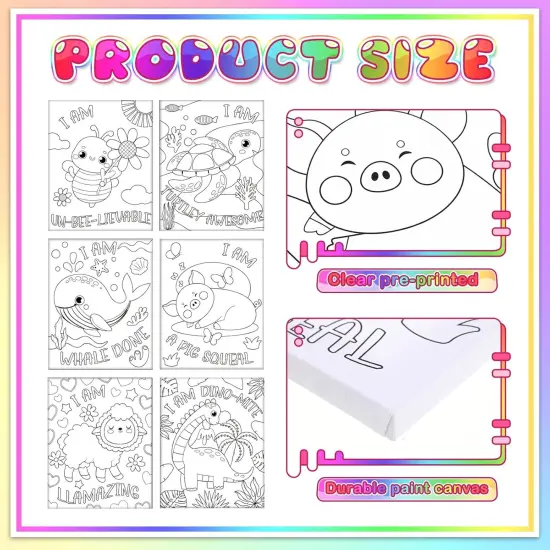 6 Pieces Pre Drawn Painting Canvas - 8 x 10 Inch (Animal) {2}