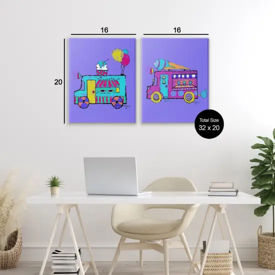 Stupell Industries Vibrant Summer Ice Cream Trucks 2pc Canvas Set, design by Susan Lugar {3}