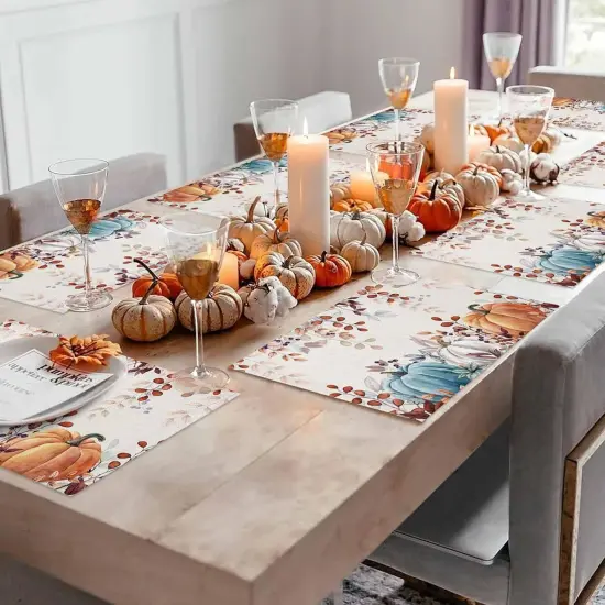 Set of 4 Fall Thanksgiving Placemats - 18x12 Inch {3}