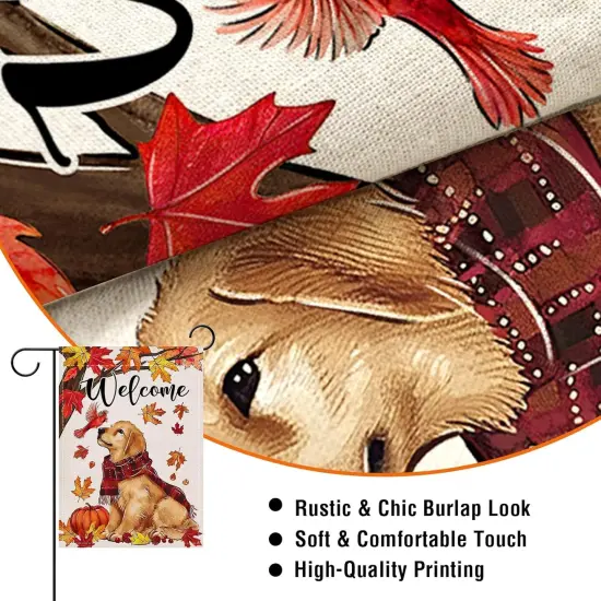 Welcome Fall Golden Retriever Dog Garden Flag 12 x 18(Dog) {2}