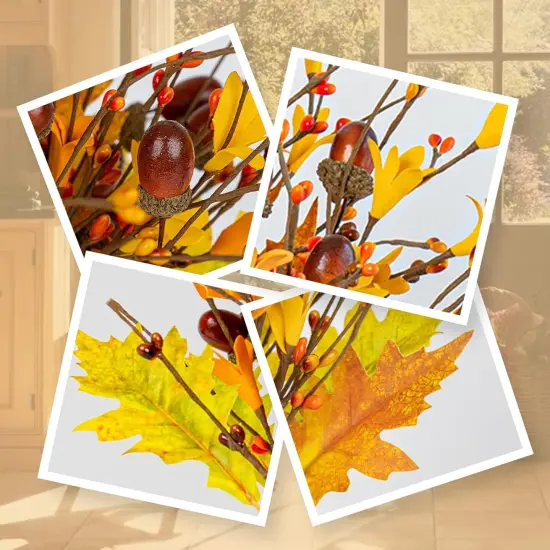 12 Pack Fall Leaves Stems for Table Decoration {4}