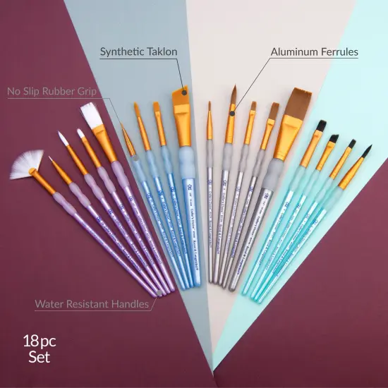 RCC 701 | Crafter's Choice&trade; 18pc Variety Taklon Brush Set {6}