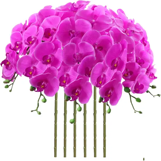 32 Inch Artificial Phalaenopsis Flowers 6 Pcs Artificial Orchid Flowers Stem Plants for Home Décor (Purple) {1}
