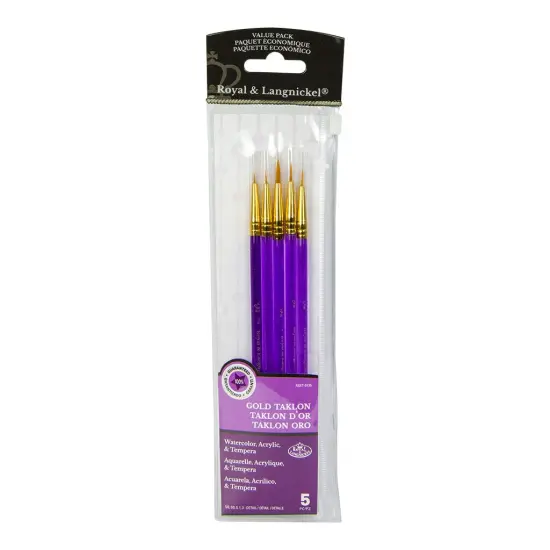 RSET-9135 | 5pc Golden Taklon Detail Brush Set {1}