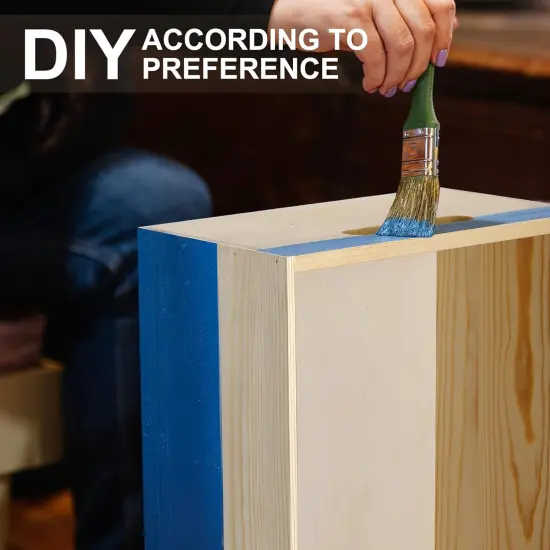 Large Wooden Box with Hand Holes, 15 x 12 x 7 Inches Unfinished Pine Wood Box for DIY Craft Arts Hobbies and Home Storage {5}