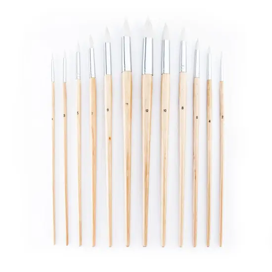 RSET-9606 | 12pc White Taklon Round Brush Set {2}