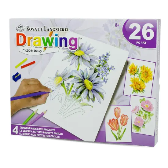 AVS-DME203 | Drawing Made Easy&trade; 26pc 8" x 10" Flowers 4 Project Box Set {1}