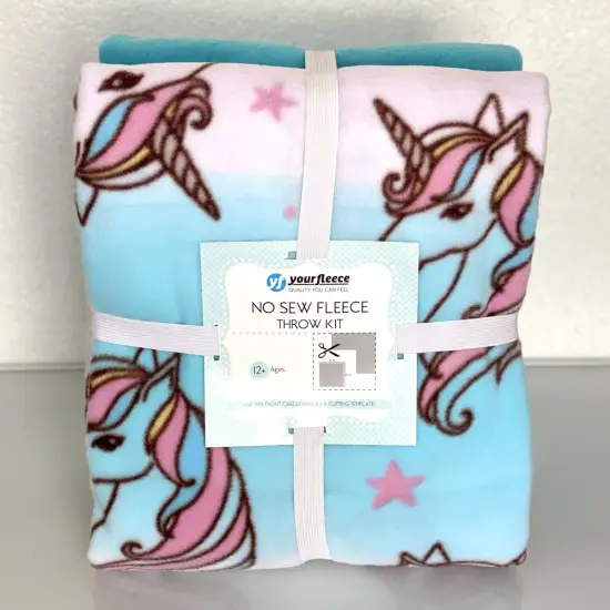Unicorn Stars Anti-Pill Premium No-Sew Throw Fleece Fabric Kit (50x60) {5}