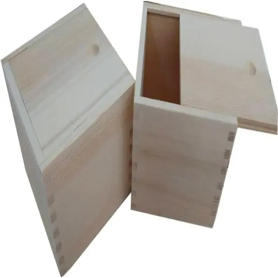 Wooden Unfinished Storage Box with Slide Top-Square {4}