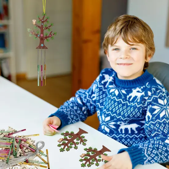 10 Pack Spring Wind Chime Kit for Kids Make You Own Spring Tree Wind Chime Wooden Arts and Crafts for Girls Boys {2}