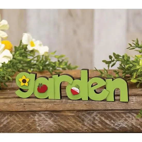Wooden Word Cutout Sitter for Home Decor Shelf Spring Accent Piece Garden {2}
