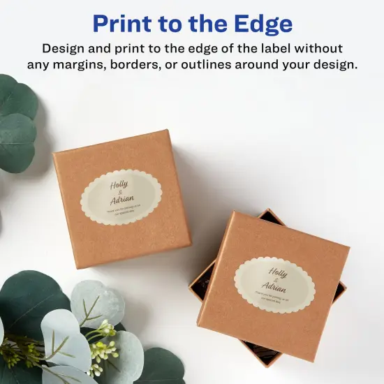 Avery Glossy White Oval Scalloped Labels with Sure Feed, 2" x 3" {3}