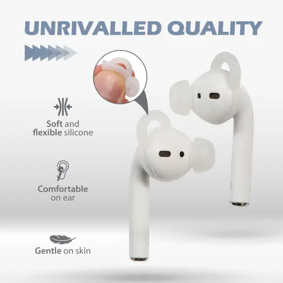 Insten 3 Pairs Ear Hooks Tips Compatible with AirPods 1 & 2 Earbuds, Anti-Lost EarHooks EarTips Accessories, Comfortable Soft Silicone Covers, with Storage Box (Not Fit in Charging Case) Clear {4}