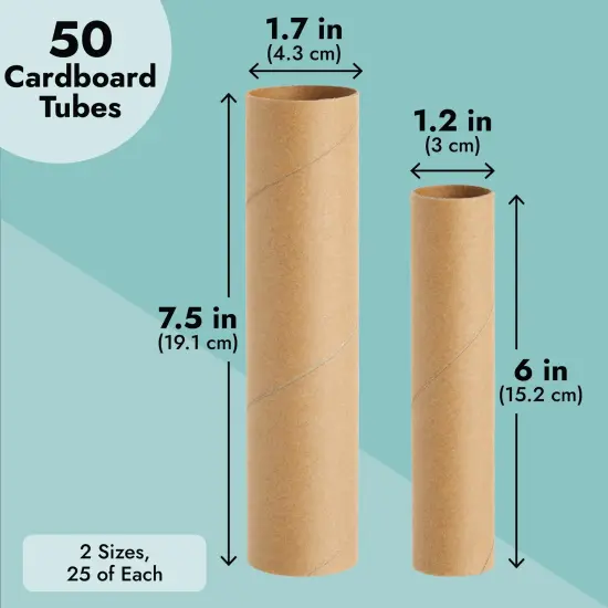 Bright Creations 50 Brown Empty Paper Towel Rolls, 2 Size Cardboard Tubes for Crafts, DIY Art Projects (1.2 x 6 In and 1.7 x 7.5 In) {5}