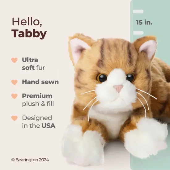 Bearington Collection Tabby Cat 15 In Stuffed Animals Orange Cat Plush Toy - Stuffed Cats That Look Real - Plushies for Kids, For Ages 3-14 {2}