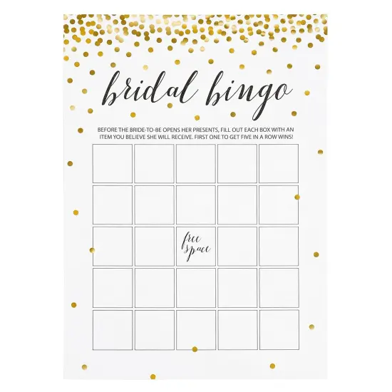 250 Pieces Bridal Shower Games for 50 Guests with Bingo Cards, He Said She Said Bridal Shower Games, Wedding Advice for Bachelorette, Celebrations (Gold) {6}