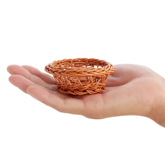 24 Pack Small Woven Basket Set, 3.1x1.2 Inches, Bulk Mini Wicker Baskets for Favors Brown {5}