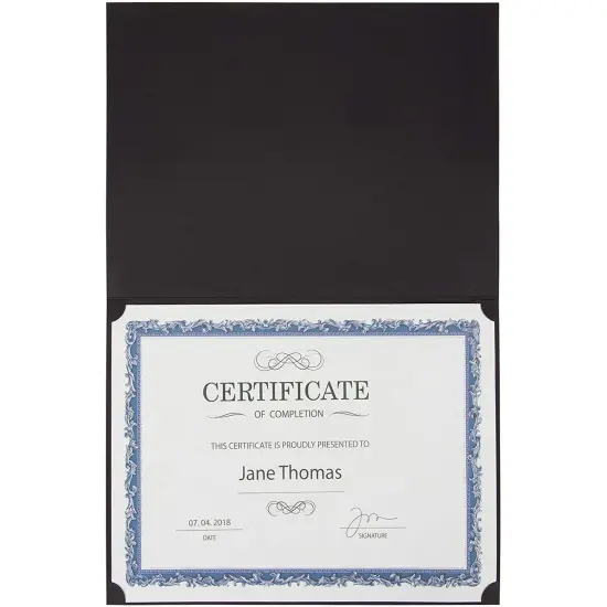 Certificate Holder - 12-Pack Diploma Cover, Document Cover for Letter-Sized Award Certificates, 300 GSM, Excellence Gold Foil Print, Black, 11.2 x 8.8 Inches {5}