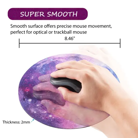 Insten Galaxy Mouse Pad for Computer Desk Laptop, Small Round Desktop Mat, Purple Space, Non-Slip Rubber {4}
