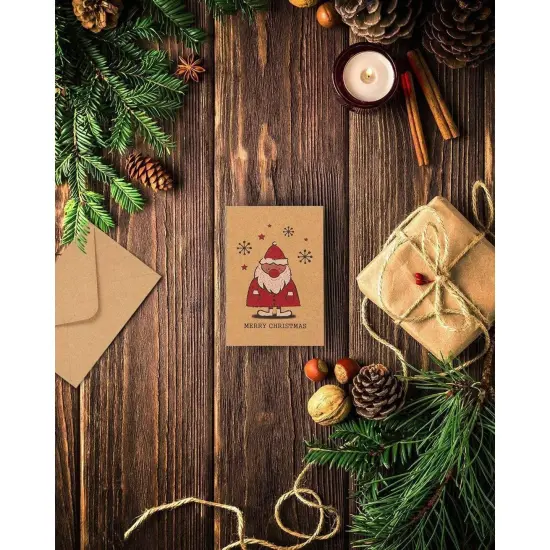 Best Paper Greetings 36 Pack Kraft Cute Christmas Greeting Cards with Envelopes, 4x6 Bulk Holiday Cards for Xmas Winter Holiday Season, 6 Red White Festive Designs Brown {4}