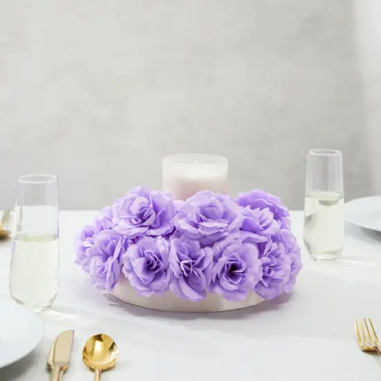 50 Pack Light Purple Roses Artificial Flowers Bulk, 3 Inch Stemless Fake Silk Roses for Decorations, Wedding, Faux Bouquets {5}