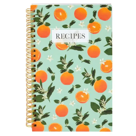 Pipilo Press Blank Recipe Book to Write in Your Own Recipes, 120 Pages, 8 Sections, Floral and Orange Theme, Laminated Hardcover (5.5 x 8.5 In) {1}