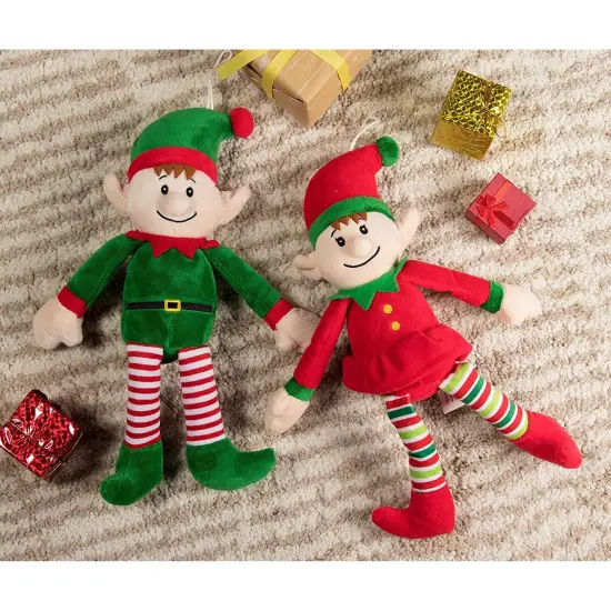 Blue Panda 2 Pack Christmas Elves Plush Toy, Santa Helper Boy and Girl Elf Stuffed Doll for Holiday Decorations, Cute Cuddly Elves Toy for Xmas Season, 12" Multicolor {2}
