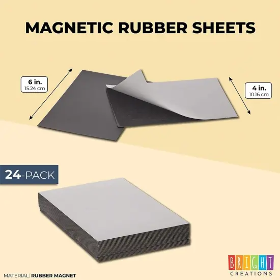 Magnetic Sheets with Adhesive Backing, Flexible Peel and Stick (4 x 6 in, 24 Pack) Black {2}