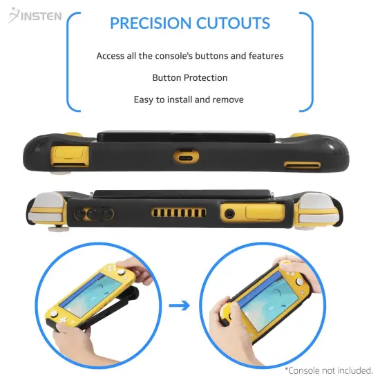 Insten Grip Case for Nintendo Switch Lite 2019, Shockproof Soft TPU Protective Case Shell Cover Built in 6 Game Cartridge Card Slots Storage Holder Ergonomic Design Reinforced Hand Padded Grip - Black {5}