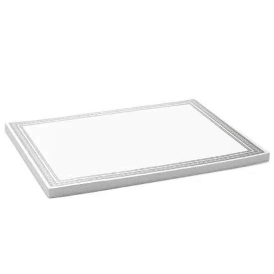 50 Sheets Silver Foil Certificate Paper for Printing - Customizable Blank Cardstock with Border for Graduation Diploma, Achievement Awards, Recognition Documents (8.5 x 11 in, White) {7}