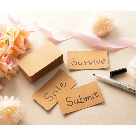 250-Pack Blank Index Cards, 2x3.5 in Flashcards for Studying, Small Kraft Paper Cardstock for Making Business Cards, Playing Cards, Gift Tags, Crafts, Bulk Pack, Brown {3}