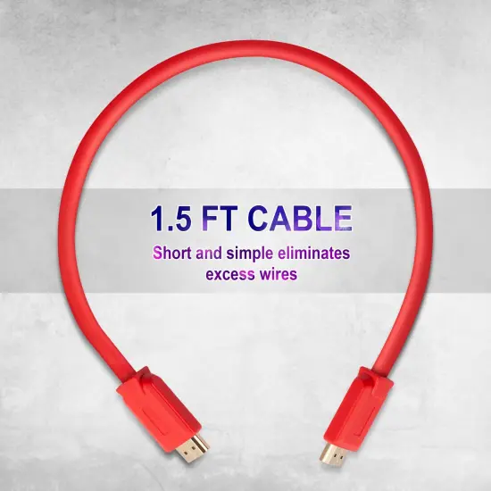 Insten - 2 Pack HDMI Male to Male Cable, 2.1 Version, 8K 60Hz, 48Gbps, PVC Cable, Gold Connectors, 1.5ft , Red {7}