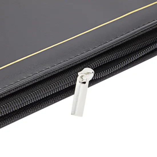 9 Pocket Trading Card Binder with Zipper for Baseball, Gaming, and Sports Cards, Black and Gold Faux Leather, Holds up to 360 Cards (14 x 11 In) {4}