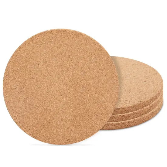 4 Pack Round Cork Trivets for Hot Dishes, Plates, and Kitchen Countertops, Multifunctional Heat Resistant Corkboard Pads for Hot Pots, Pans, Plates, Planters, Glassware, and DIY Crafts (9 in) Brown {1}