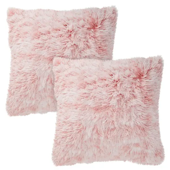 Blush Pink Faux Fur Throw Pillow Covers, Fuzzy Home Decor (20 x 20 Inches, 2 Pack) {1}