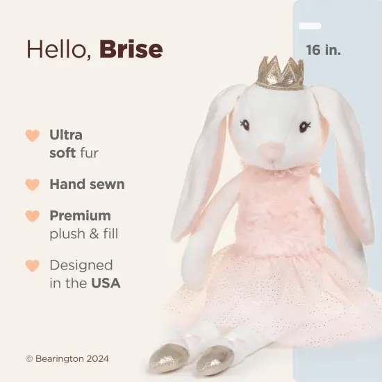 Bearington Brise The Ballerina Bunny Stuffed Animal, 16 Inch Plush Bunny, For Ages 3-14 White {2}