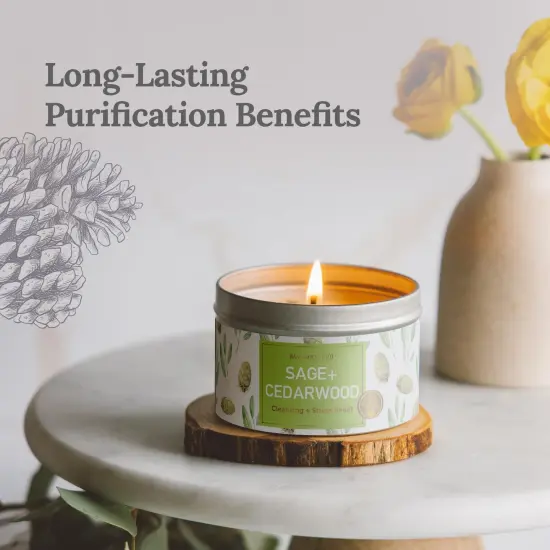 Magnificent 101 Long Lasting Sage + Cedarwood Scented Candle | 6 Oz - 35 Hour Burn | Made of Soy Wax for House Energy Cleansing, Stress Relief and Banishes Negative Energy Multicolor {2}