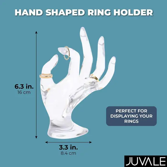 Clear Hand Shaped Ring Holder for Jewelry Display (6.3 Inches) {2}