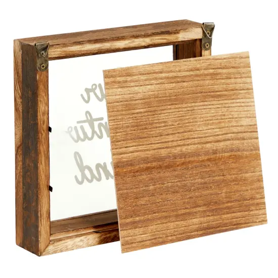 Our Adventure Fund, Vacation Shadow Box for Weddings, Honeymoon Savings Piggy Bank for Adults (7 x 7 Inches) Brown {7}