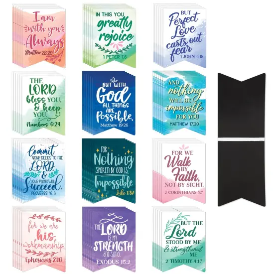 72 Pieces Christian Magnetic Bookmarks for Women, Small Religious Scripture Bible Verse Magnets, 12 Watercolor Designs (1 x 1 In) Multicolor {1}