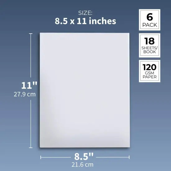 6 Pack 8.5x11 inch White Blank Hardcover Books for Kids to Write Stories, Unlined Scrapbook and Journal - 18 Sheets/36 Pages Each {5}