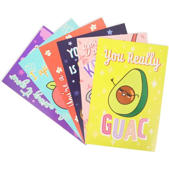 96 Pack Teacher Postcards for Students &ndash; 4x6 Inch, Classroom Postcards with Cute Food & Animal Illustrations, 6 Unique Designs, Fun Pun Cards to Brighten Students' Day Multicolor {4}