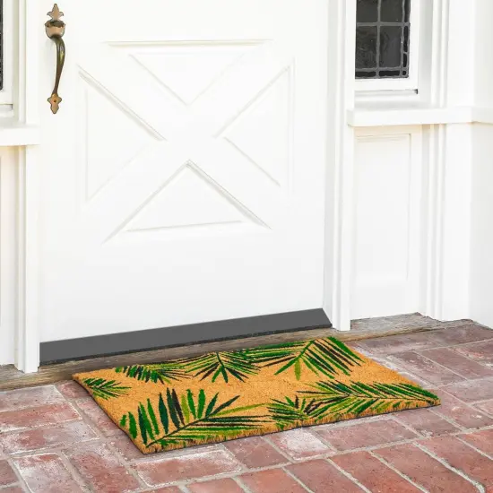 Tropical Welcome Mat for Outdoor Entrance, Coco Coir Palm Leaf Plant Doormat for Front Porch, Patio (30 x 17 In) Brown {2}