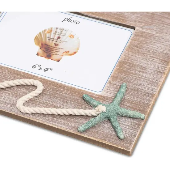 Hanging Beach Picture Frames for 4x6 Photos, Rustic Nautical Home Decor (9 x 30 x 0.25 In) Brown {7}