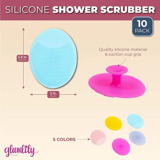 10 Piece Silicone Face Cleanser and Body Scrubber Pad, Exfoliating Scrub Brush for Shower, 5 Colors Multicolor {2}
