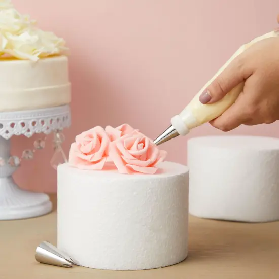 2-Pack Foam Cake Dummies, 6 x 4 In - Round Foam Cylinders for Cake Decorating, Crafts, Fake Display Cakes for Parties, Weddings & Anniversaries White {2}