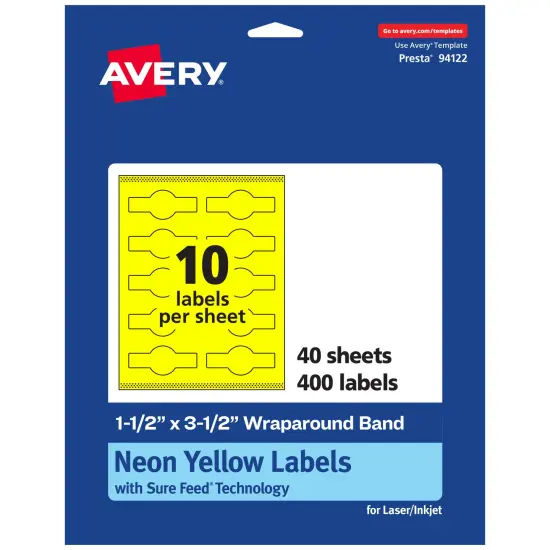 Avery Neon Yellow Paper Labels, 1.5" x 3.5" Wraparound {1}