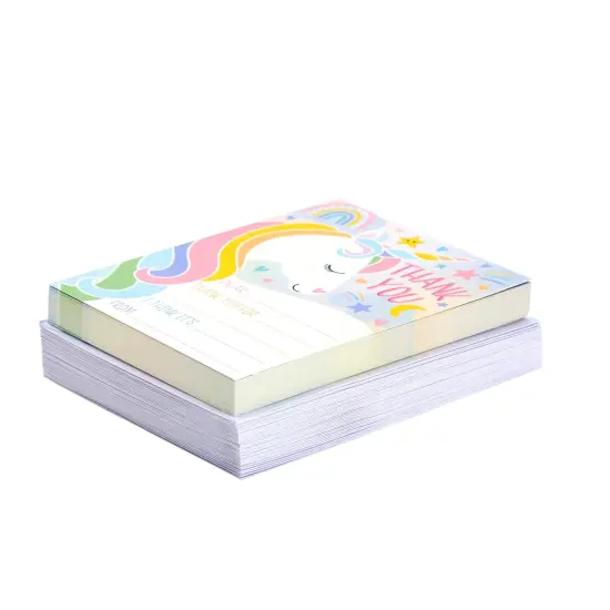 36 Pack Unicorn Fill In the Blank Thank You Cards with Envelopes, Kids Greeting Cards (5.5 x 4.2 Inches) Multicolor {7}