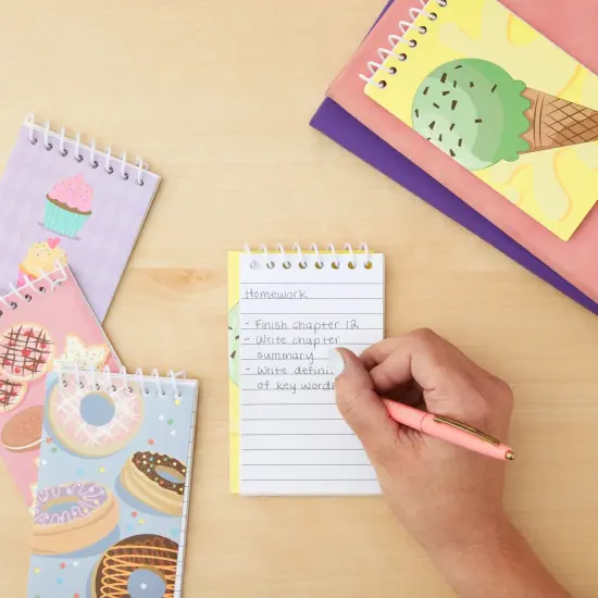 24 Pack Spiral Notepads 3x5 inches - Baking Party Favors for Kids - Mini Notebooks with Donut Cupcake Ice Cream Designs {2}